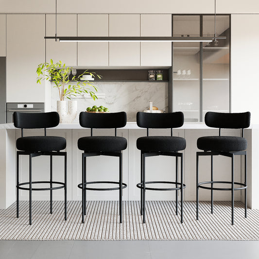 STHOUYN Counter Height Bar Stools Set of 4, Black Swivel Bar Stools with Back, Modren Kitchen Island Chairs (2, Black)